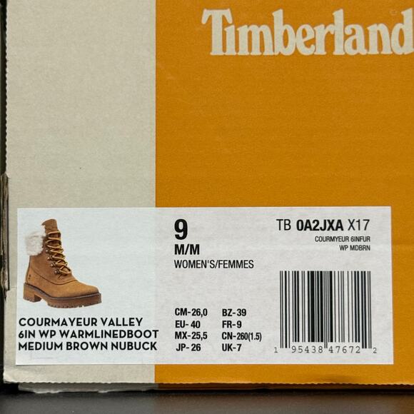 TIMBERLAND Women's 9 COURMAYEUR VALLEY 6IN Faux Fur WP Boot Wheat TB0AJXAX17 - Picture 7 of 7